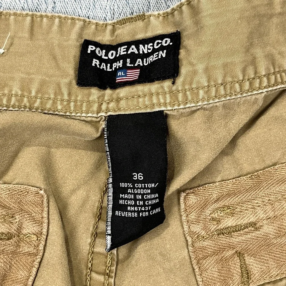 Ralph Lauren Polo Jeans Co Cargo Shorts Men's Size 36 Tan Y2K Vintage‎